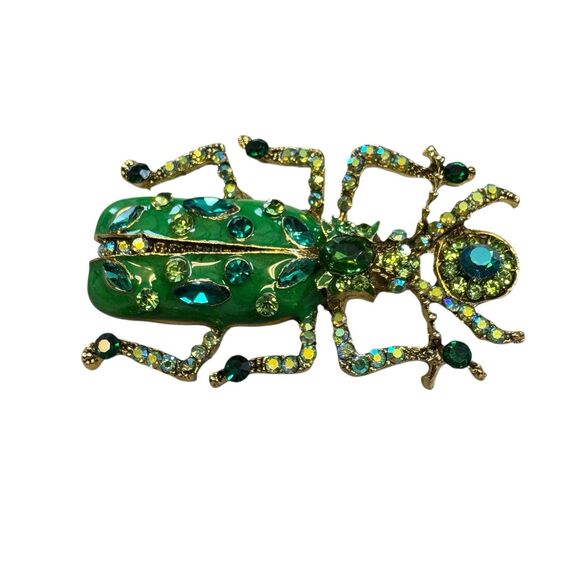 Vintage Style Scarab Beetle/Insect Brooch – Green- Egyptian Symbol of Protect - Picture 2 of 9